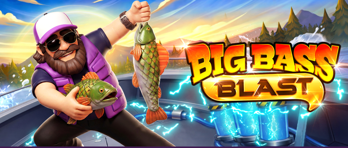 Big Bass Blast social gaming slots — spinning reels with fishing symbols and virtual coins